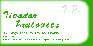 tivadar paulovits business card